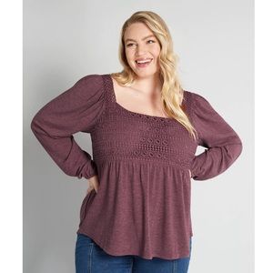 🆕💜Modcloth- Caught My Eyelet Long Sleeve Purple Tunic